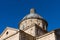 The dome of Chiesa di San Biagio, a small Renaissance church in it Montepulciano against the blue sky, Tuscany, Italy