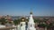 The dome of the church and the cross top view over