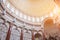 Dome church look up view inside of Lady of Mount Carmel, St.Paul`s Cathedral in Valletta city, Malta