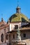 Dome with green and yellow majolica roof tiles - Trento Italy