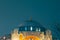 Dome of Hagia Sophia or Ayasofya Mosque at night.