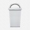 Dome lid dustbin vector mockup. Blank white dome shaped dust bin mock-up. Garbage waste container, trash can