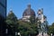 Dome of the Metropolitan Cathedral and the Julio de Castilhos monument in Porto Alegre, Brazil