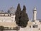 Dome and minaret of the Al-Aqsa Mosque next to the Wailing Wall in the city of Jerusalem, Israel