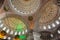 Dome of the mosque from the inside. Mosque interior. Islamic muslim art.