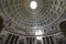 Dome of the Pantheon. Inside view. Ray of sunlight passing throu