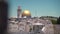 Dome of the Rock as viewed from the Mount of Olives in Jerusalem. Slow motion reveal panning shot at Jerusalem Old city