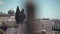 Dome of the Rock as viewed from the Mount of Olives in Jerusalem. Slow motion reveal panning shot at Jerusalem Old city