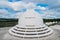 Dome of special astrophysical observatory on blue sky background at sunny day.