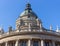 Dome of St. Istvan Cathedral against clear blue sky. Saint Ishtvan cathedral landmark. Old famous historical basilica.