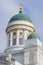 Dome of St. Nicholas Lutheran Cathedral close-up. Helsinki