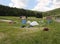 Dome tents in the campsite of boyscouts