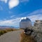 Domed astronomy observatory on mountain top