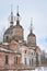 Domes of abandoned church in outback of Russia