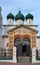 Domes above main gate of  Church of Elijah the Prophet is outstanding architectural monument of Yaroslavl school of architecture o