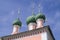 Domes of Beautiful Russian Pink Christian Church