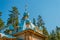 Domes of the Chapel of the Ascension of the Lord on Mount Eleon. Gethsemane skete of the Valaam Monastery. Valaam Island, Karelia