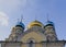 The domes of the Christian church against the cloudless sky