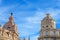 Domes of elegant, historic buildings in Genoa, Italy