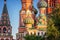 Domes of the famous Head of St. Basil`s Cathedral on Red square,
