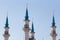 Domes of Kul Sharif Mosque on the blue sky in Kazan Russia