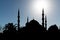 Domes and minarets of the Sultan Ahmet Mosque at sunset