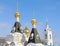 Domes of Russian Orthodox churches in Dmitrov Kremlin, Russia, M