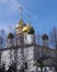 Domes of the Sretensky temple, Moscow , Russia.