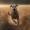 Domestic animal pet play happy in a dreams background beautiful. Dog leaping gracefully across a field.