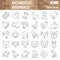 Domestic animals thin line icon set, pets symbols collection or sketches. Farm animals linear style signs for web and