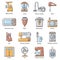 Domestic appliances icons set, cartoon style