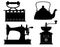 Domestic appliances old retro vintage set icons stock vector ill