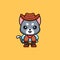 Domestic Cat Cowboy Cute Creative Kawaii Cartoon
