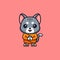 Domestic Cat Monk Cute Creative Kawaii Cartoon