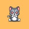 Domestic Cat Sitting Shocked Cute Creative Kawaii