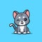 Domestic Cat Sitting Winking Cute Creative Kawaii Cartoon