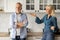 Domestic Conflicts. Portrait Of Senior Couple Arguing In Kitchen Interior