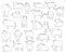 Domestic Cow Set Various Kind Identify Cartoon Vector Black and White