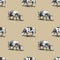 Domestic cows seamless pattern hand drawn in a graphic style. Vintage digital engraving illustration for poster, web
