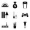 Domestic labour icons set, simple style