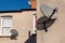 Domestic satellite dish on traditional british house wall