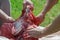 Domestic sheep carcass butchered into smaller cuts