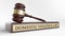 Domestic violence law: Judge's Gavel as a symbol of legal system and wooden stand with text word