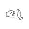 Domestic Violence line icon. Stop Violence. Domestic Abuse. Fist as symbol of Violence. Line icon Fist and Stop Hand