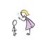 Domestic violence. Mother punish child. Mom educates and shouts at kid. Hand drawn. Stickman cartoon. Doodle sketch, Vector