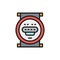 Domestic water meter flat color line icon.