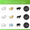 Domestic and wild animals icons set