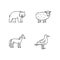 Domestic and wild animals pixel perfect linear icons set