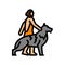 domestication animals human evolution color icon vector illustration