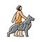 domestication animals human evolution color icon vector illustration